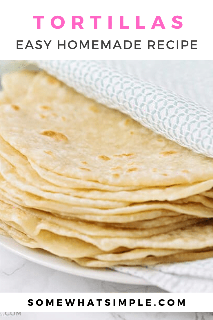 These homemade flour tortillas are soft, delicious and incredibly easy to make!  I love them because they can be used in so many of my favorite Mexican food recipes to add a little extra homemade touch. #howtomakeflourtortillas #homemadeflourtortillas #flourtortillasrecipe #howtomakehomemadetortillas #easyhomemadetortillas via @somewhatsimple