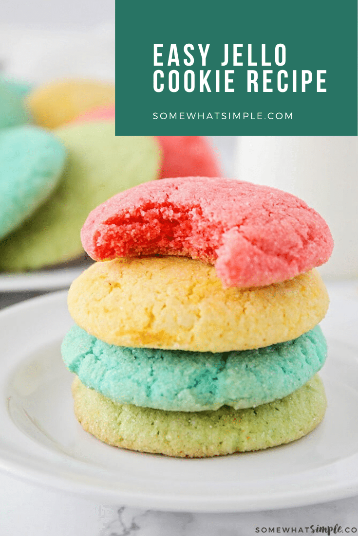 These bright and colorful Jello cookies are such a fun way to get the kids involved in the kitchen, and they're easy to make too!  Using Jello mix and a few simple ingredients you probably already have in your kitchen, these cookies will be ready in no time. #easyjellocookies #colorfulcookierecipe #jellocookies #jellocookiesrecipe #howtomakejellocookies via @somewhatsimple