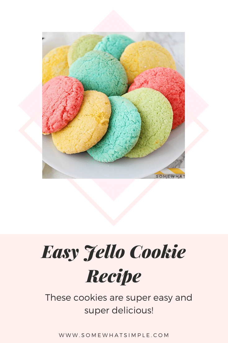 These bright and colorful Jello cookies are such a fun way to get the kids involved in the kitchen, and they're easy to make too!  Using Jello mix and a few simple ingredients you probably already have in your kitchen, these cookies will be ready in no time. #easyjellocookies #colorfulcookierecipe #jellocookies #jellocookiesrecipe #howtomakejellocookies via @somewhatsimple