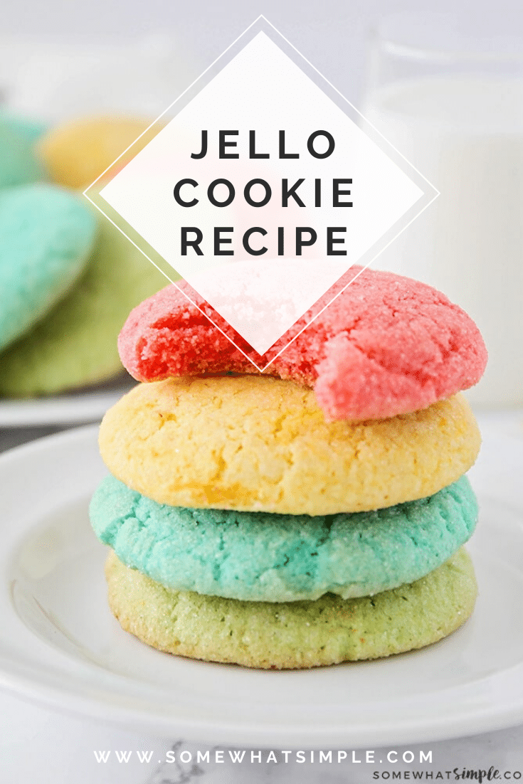 These bright and colorful Jello cookies are such a fun way to get the kids involved in the kitchen, and they're easy to make too!  Using Jello mix and a few simple ingredients you probably already have in your kitchen, these cookies will be ready in no time. #easyjellocookies #colorfulcookierecipe #jellocookies #jellocookiesrecipe #howtomakejellocookies via @somewhatsimple