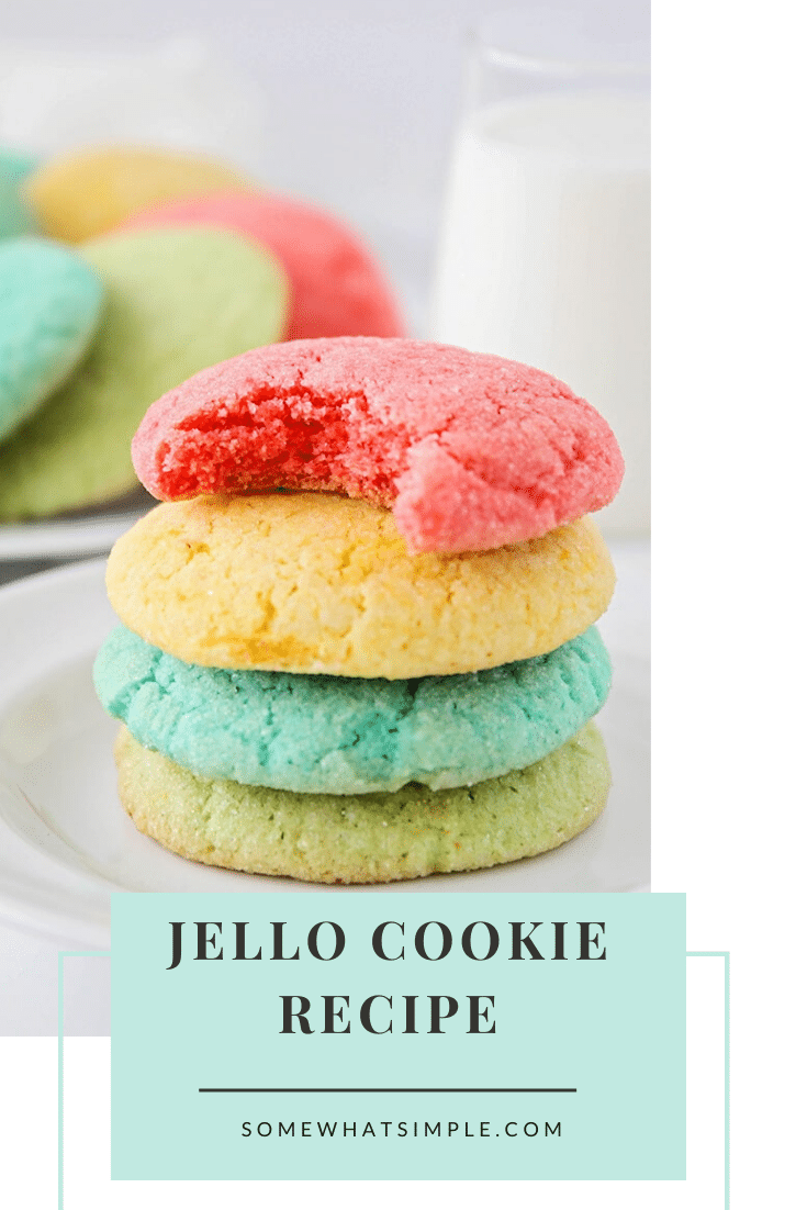 These bright and colorful Jello cookies are such a fun way to get the kids involved in the kitchen, and they're easy to make too!  Using Jello mix and a few simple ingredients you probably already have in your kitchen, these cookies will be ready in no time. #easyjellocookies #colorfulcookierecipe #jellocookies #jellocookiesrecipe #howtomakejellocookies via @somewhatsimple