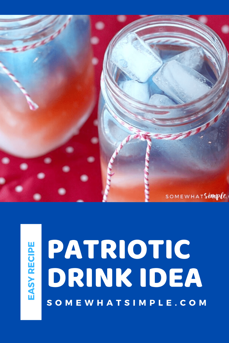 These 4th of July drinks are a fun and festive beverage to serve at your party or barbecue.  With red, white and blue layers this drink is a patriotic way to enjoy the Fourth! #redwhitebluedrink #4thofjulydrink #fourthofjulydrinkrecipe #fourthofjulydrinkforkids #redwhitebluedrinknonalcoholic #patrioticdrinkidea via @somewhatsimple