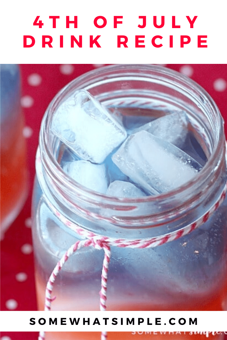 These 4th of July drinks are a fun and festive beverage to serve at your party or barbecue. With red, white and blue layers this drink is a patriotic way to enjoy the Fourth! #redwhitebluedrink #4thofjulydrink #fourthofjulydrinkrecipe #fourthofjulydrinkforkids #redwhitebluedrinknonalcoholic #patrioticdrinkidea via @somewhatsimple