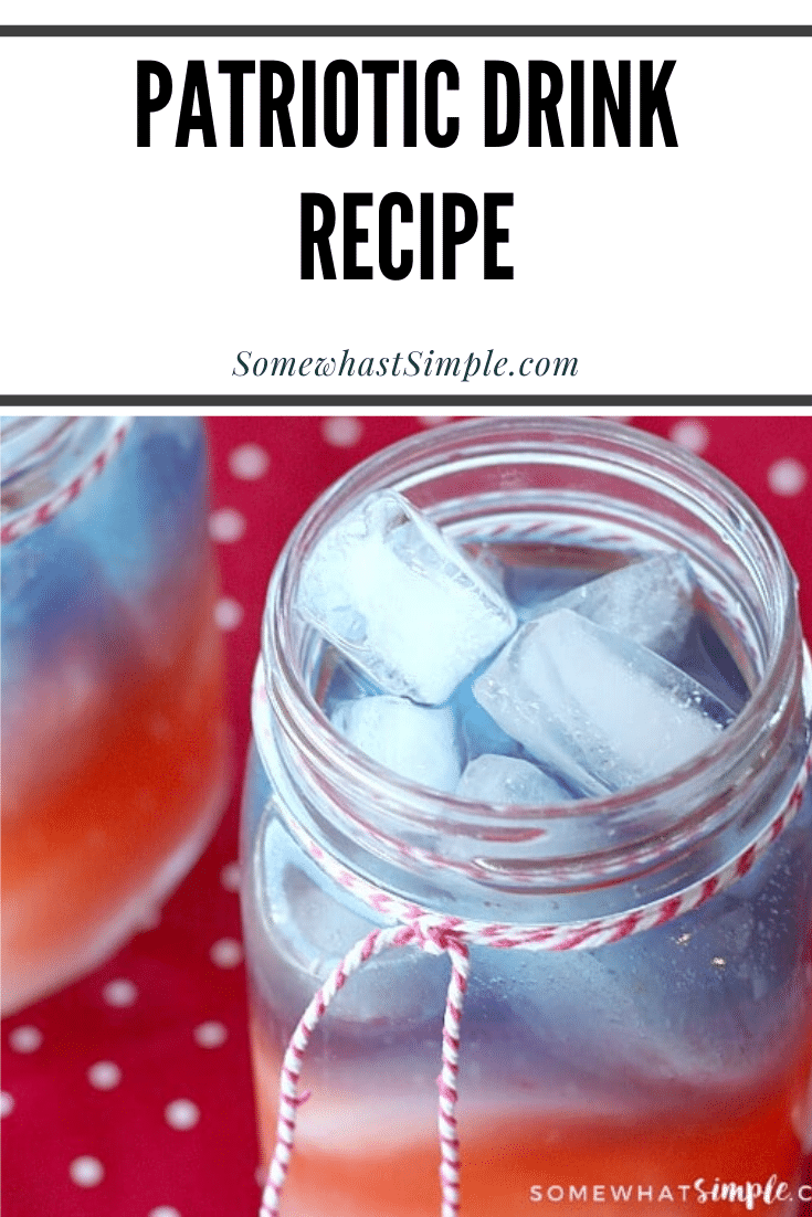 These 4th of July drinks are a fun and festive beverage to serve at your party or barbecue.  With red, white and blue layers this drink is a patriotic way to enjoy the Fourth! #redwhitebluedrink #4thofjulydrink #fourthofjulydrinkrecipe #fourthofjulydrinkforkids #redwhitebluedrinknonalcoholic #patrioticdrinkidea via @somewhatsimple