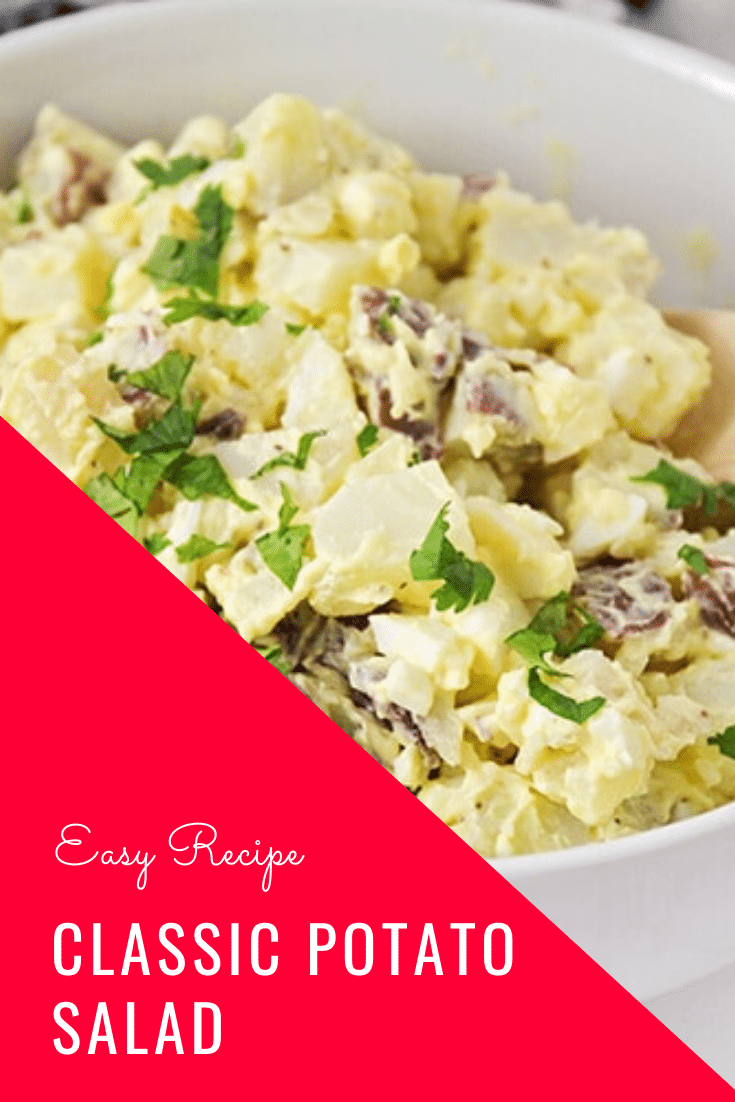 This easy potato salad recipe is a family-favorite side dish that's perfect for any occasion.  Made with red potatoes and hard boiled eggs, it's the best potato salad you'll ever eat. #easypotatosalad #potatosaladrecipe #potatosaladwithegg #howtomakepotatosalad #bestpotatosaladrecipe via @somewhatsimple