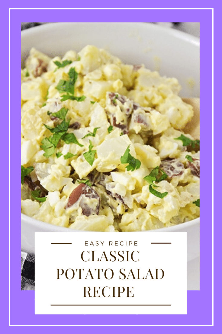 This easy potato salad recipe is a family-favorite side dish that's perfect for any occasion.  Made with red potatoes and hard boiled eggs, it's the best potato salad you'll ever eat. #easypotatosalad #potatosaladrecipe #potatosaladwithegg #howtomakepotatosalad #bestpotatosaladrecipe via @somewhatsimple