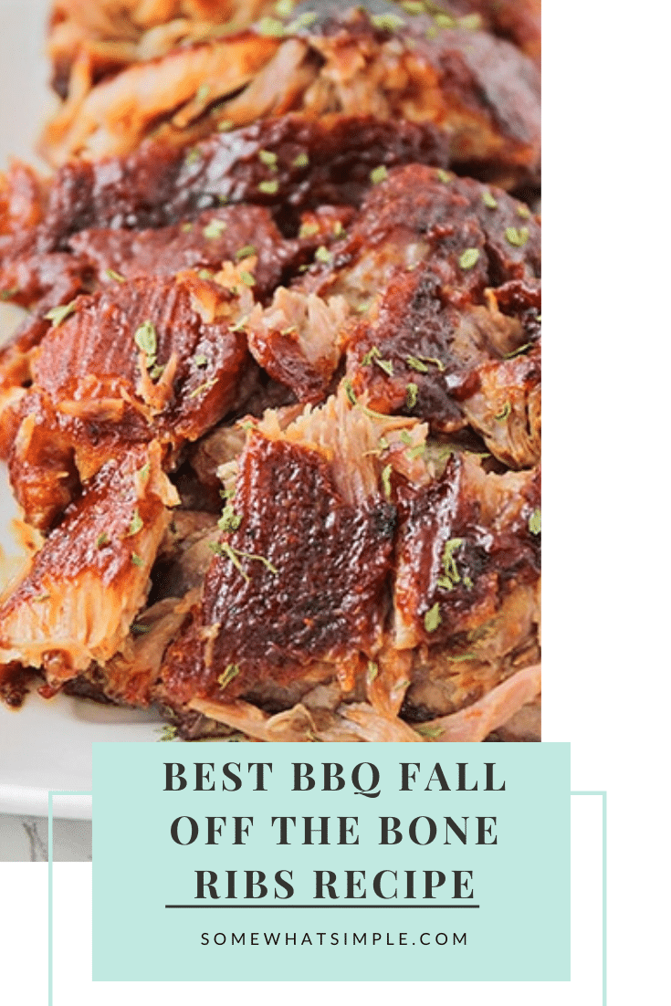 This easy recipe will show you how to cook ribs in the oven so they just fall off the bone!  Following just a few easy steps, you can go from being a novice cook to a grill master in no time. Made with a homemade spice rub, these bbq ribs are cooked for hours so the meat is tender and juicy! #howtocookribs #fallofftheboneribs #ribsintheoven #howtocookribsintheoven #easyporkribsrecipe via @somewhatsimple