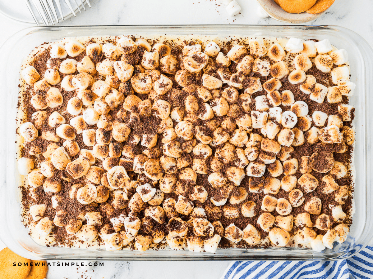 Smore's Dessert Squares in a casserole dish
