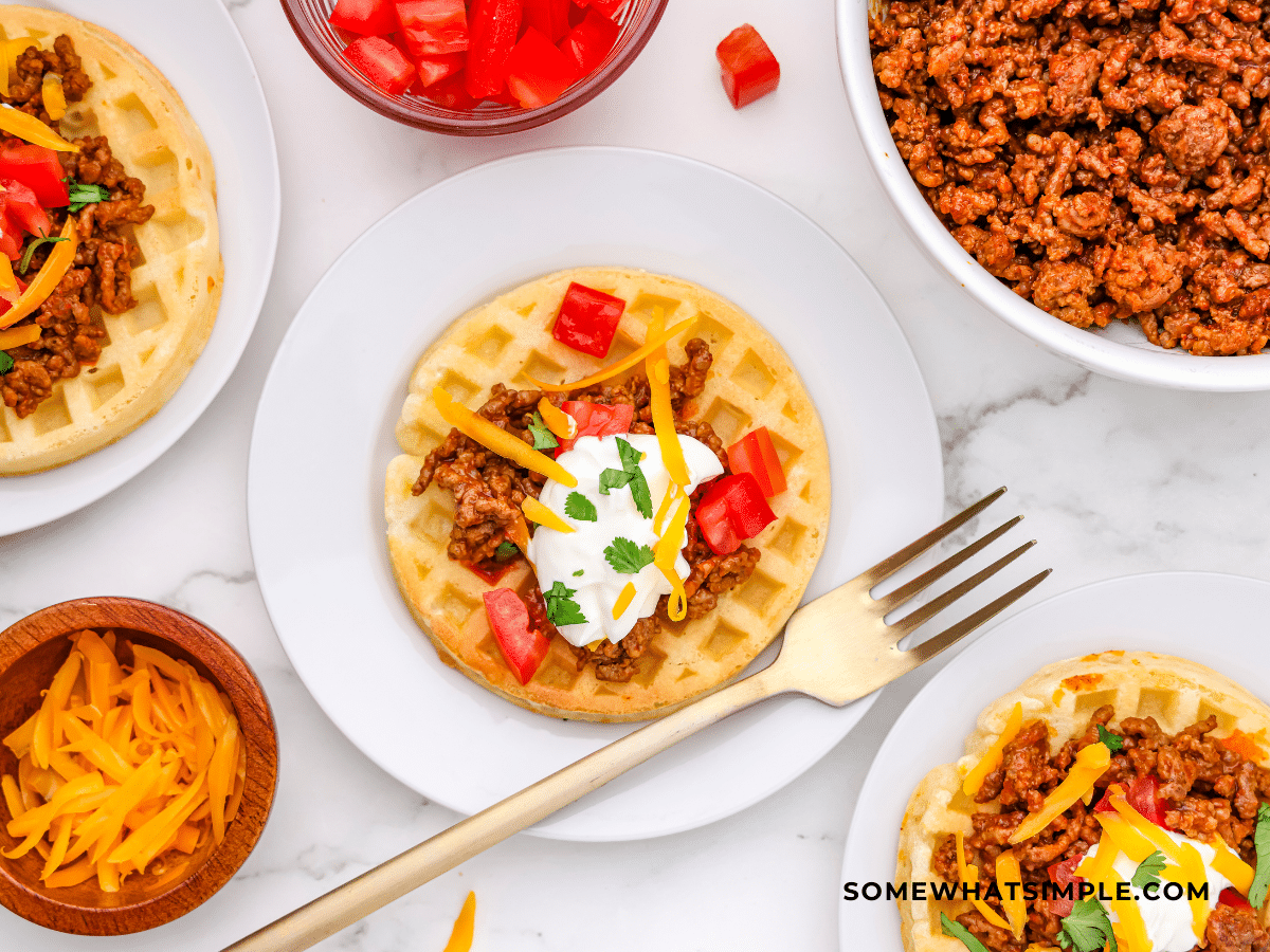 finished plated waffle tacos