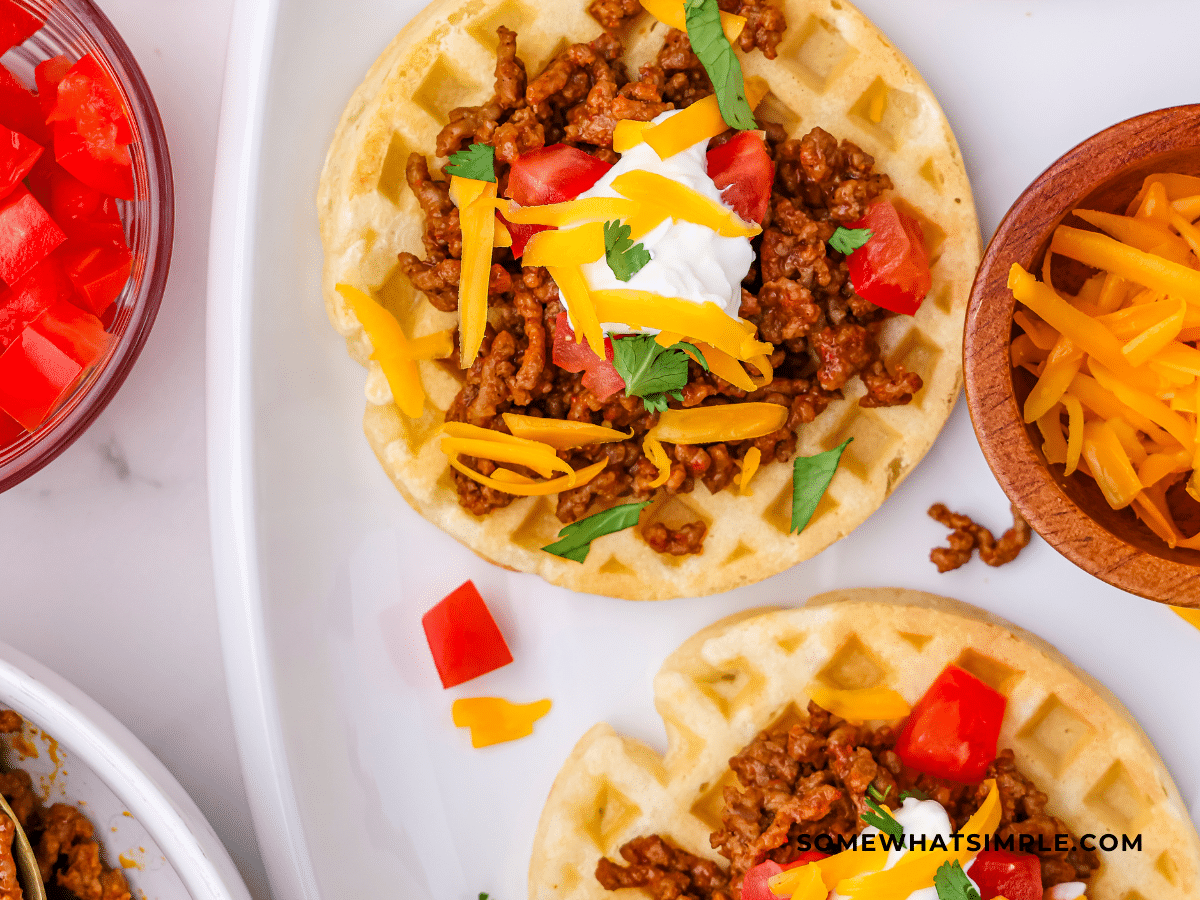 overhead shot of waffle tacos