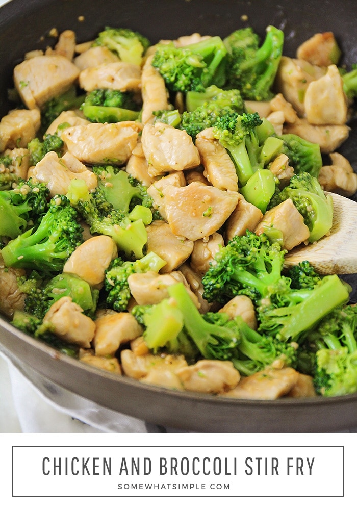 This healthy and flavorful chicken and broccoli stir fry is so easy to make! Loaded with tender chicken, vegetables and served over a bed of rice, this easy stir fry is ready less than 30 minutes and tastes incredible! #chickenandbroccolistirfry #broccolistirfy #broccoliandchickenstirfryrecipe #healthybroccolistirfry #easystirfryrecipe via @somewhatsimple