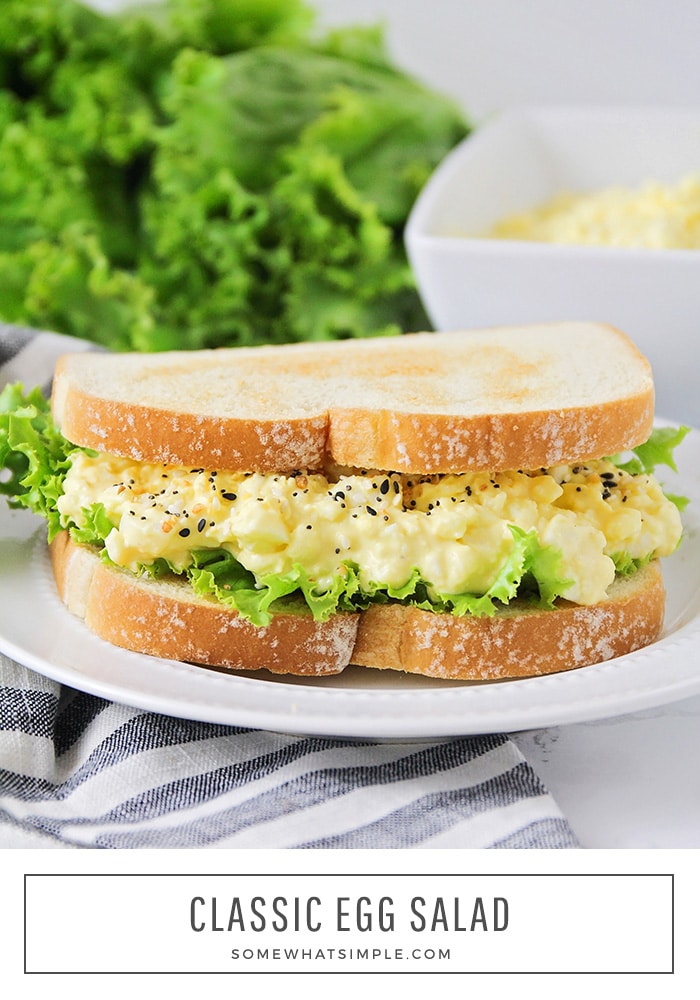 This classic egg salad recipe is incredibly easy to make, and totally delicious! It's perfect for a light lunch or dinner! #easyeggsalad #besteggsalad #eggsaladrecipe #classiceggsaladrecipe #eggsaladsandwich via @somewhatsimple