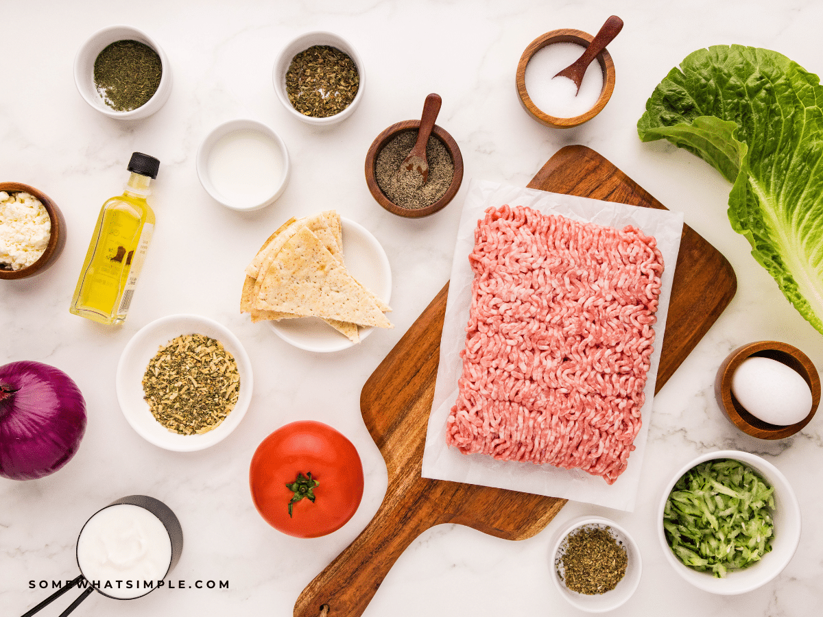 ingredients used to make a gyro salad