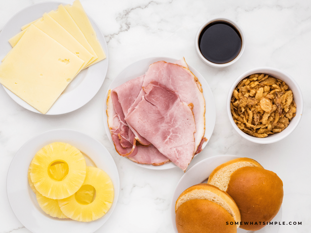 ingredients to make Hawaiian Ham Sandwiches