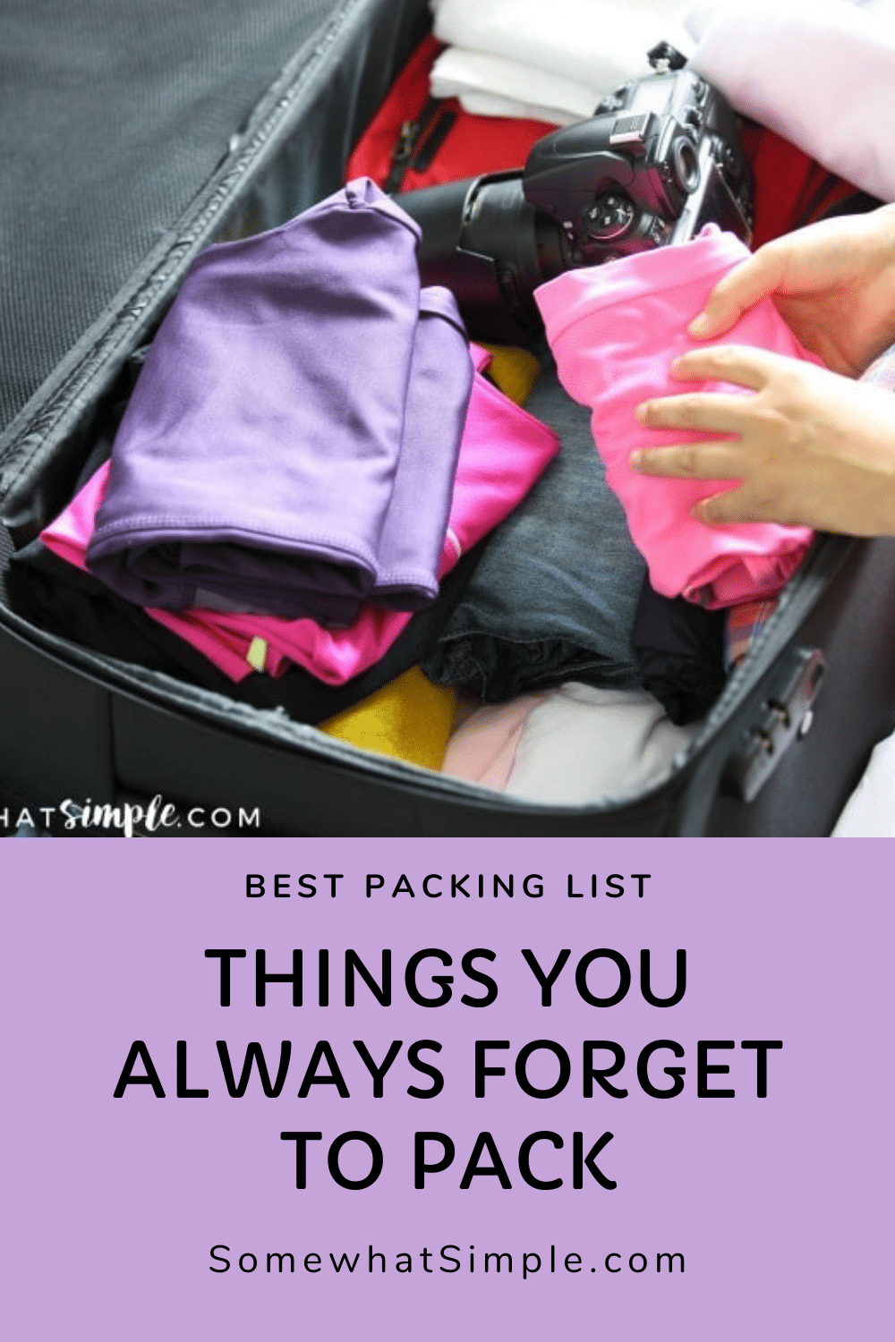 Don't you hat going on vacation only to realize you forgot something? With this list of ideas, you'll never have that problem again. From trash bags to duct tape, a power strip and more! Here is a list of things to pack in your suitcase that could save you some time and sanity on your next vacation! Now you can rest assured that you'll have everything you'll need for your next vacation. via @somewhatsimple