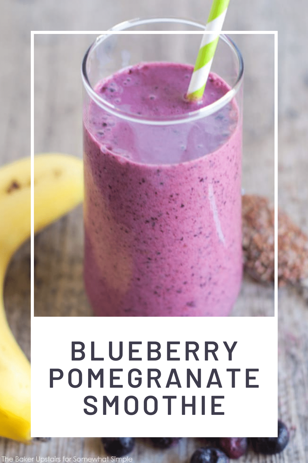 Smoothies are an easy and healthy idea for breakfast or a snack.  Filled with fresh fruit and other simple ingredients, this blueberry pomegranate smoothie recipe is a delicious way to get your vitamins. via @somewhatsimple