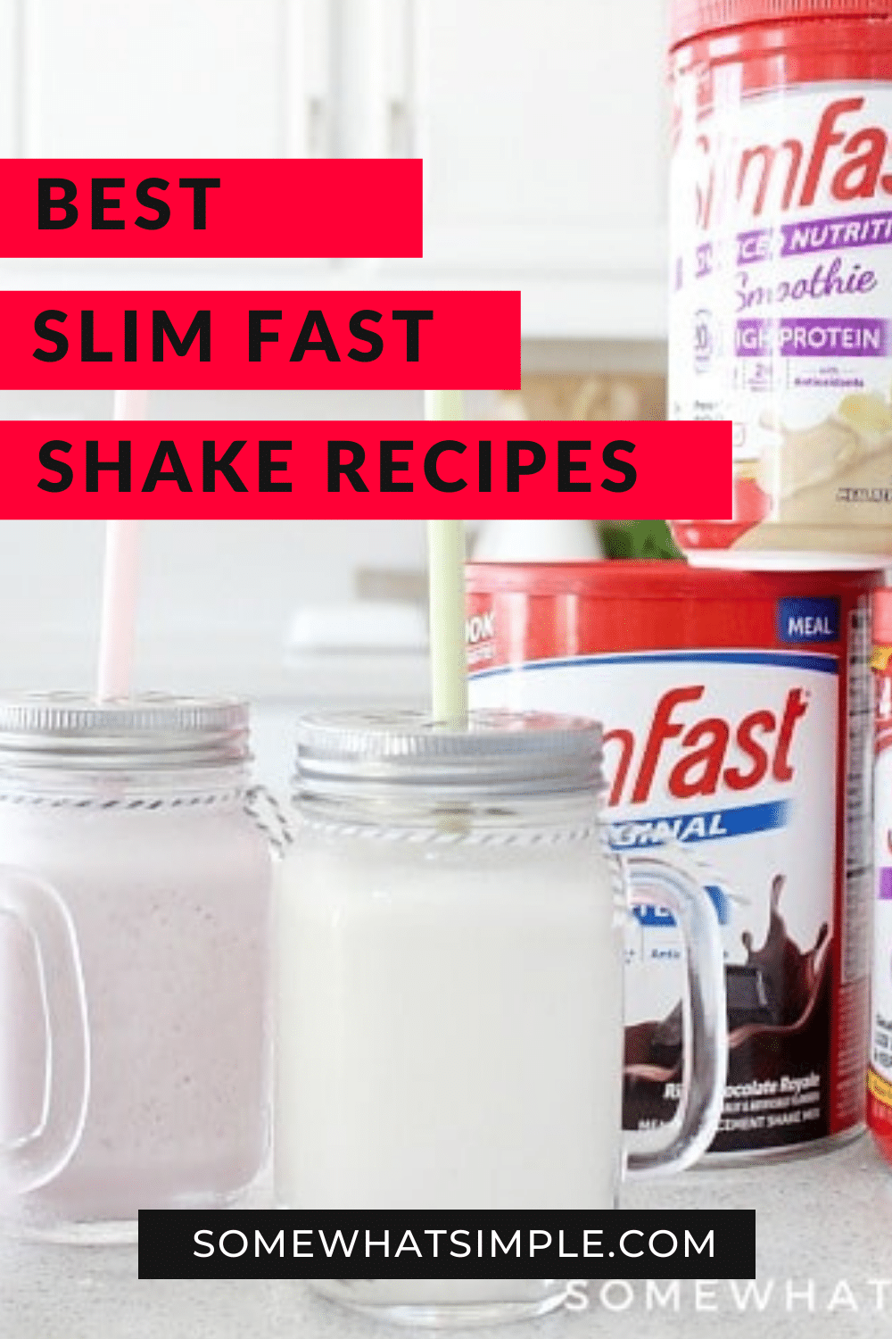 Slim Fast Shakes and smoothies are the best way to start your morning. This delicious recipe will make this healthy and convenient breakfast even better! These are ready in just minutes, so your morning routine is about to get a whole lot better! via @somewhatsimple