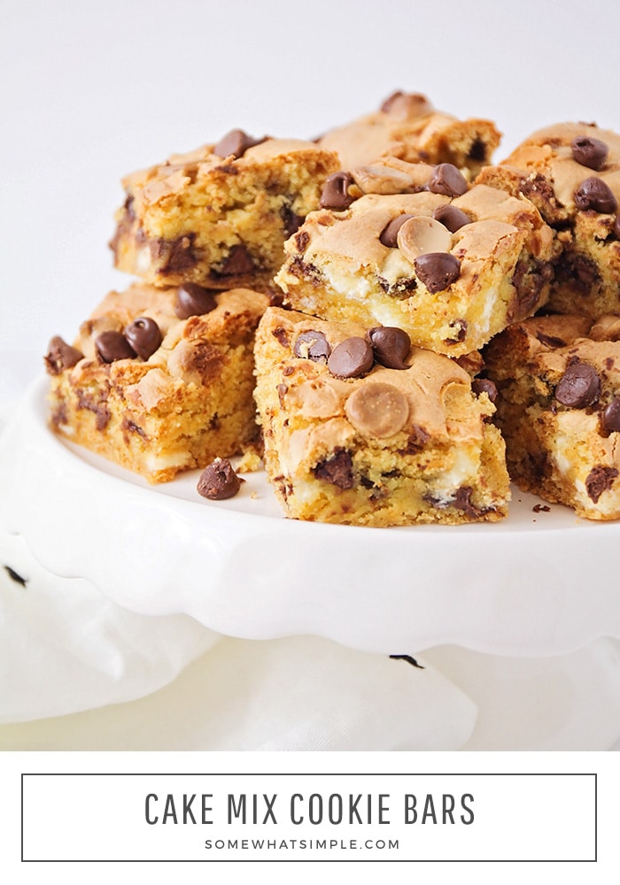 Chocolate Chip Cake Mix Cookie Bars - Somewhat Simple