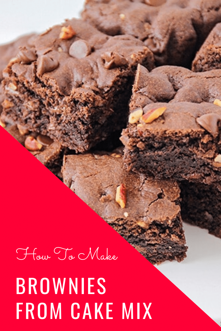 These rich and fudgy cake mix brownies are chocolatey and delicious! They only take five minutes of prep time, and they taste amazing! via @somewhatsimple