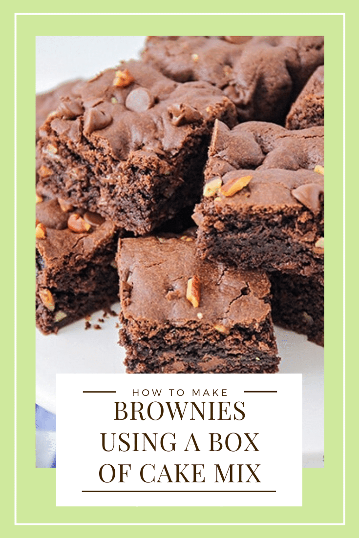 These rich and fudgy cake mix brownies are chocolatey and delicious! They only take five minutes of prep time, and they taste amazing! via @somewhatsimple