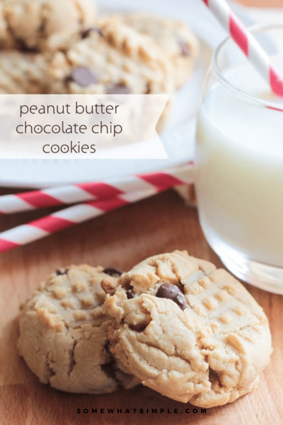 Homemade peanut butter chocolate chip cookies that are rich, chewy, easy to make, and ready in under 20 minutes. via @somewhatsimple