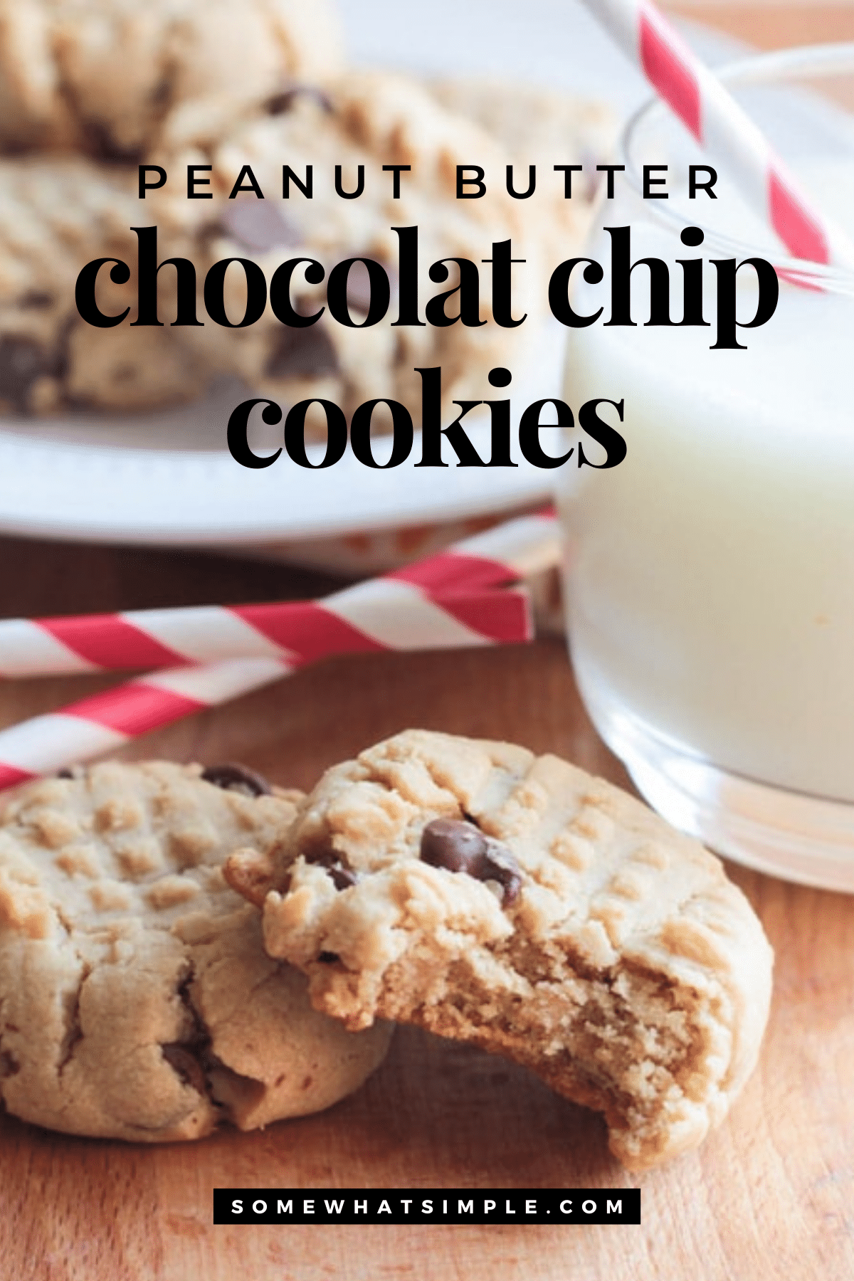 Homemade peanut butter chocolate chip cookies that are rich, chewy, easy to make, and ready in under 20 minutes. via @somewhatsimple
