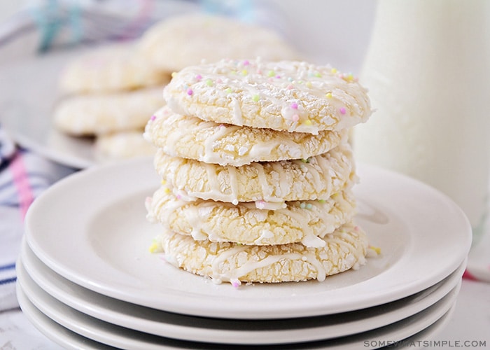 a stack of cookies topped with a sugar glaze