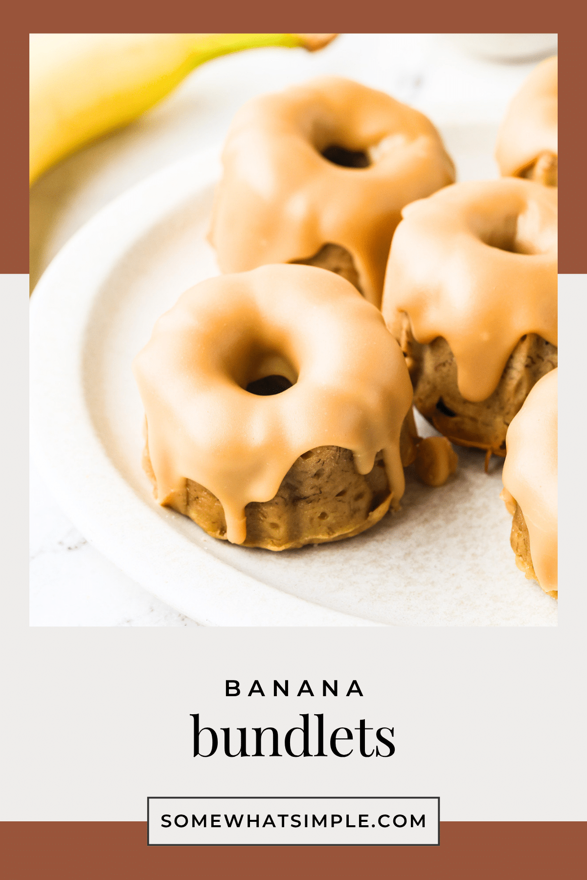 Moist banana bundtlets with maple white chocolate icing—easy, kid-friendly, and perfect for sharing! via @somewhatsimple