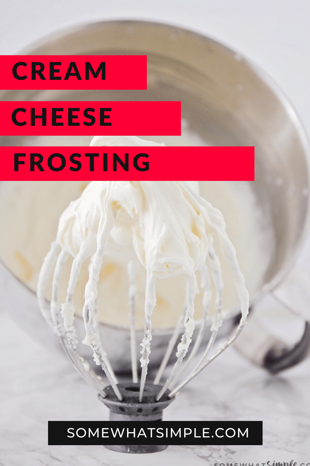 This simple, 6-ingredient cream cheese frosting is easy to make and pipe onto your favorite baked goods. You’ll never want (or need!) another frosting recipe. via @somewhatsimple