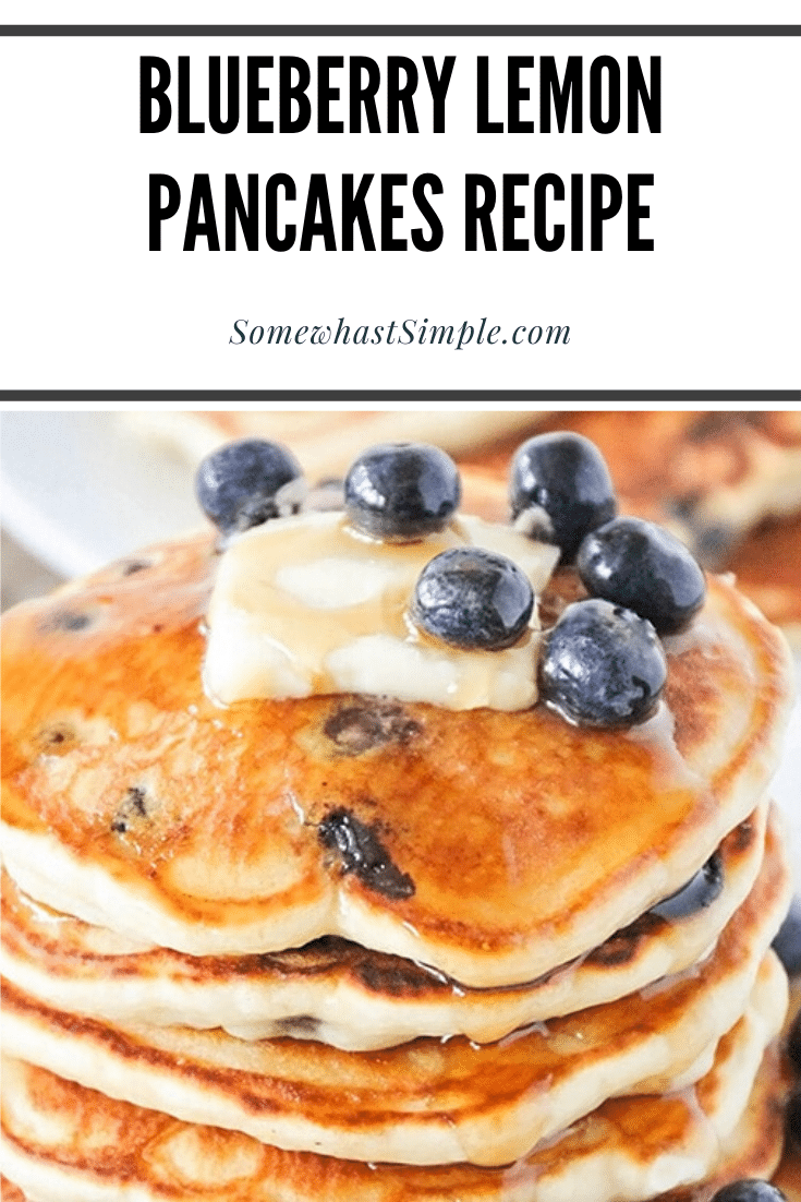Lemon blueberry pancakes are a delicious twist on a classic breakfast.  Made with the perfect combination of sweet and sour, these pancakes are light, fluffy and bursting with fresh juicy blueberries! #lemonblueberrypancakes #lemonblueberrypancakesrecipe #easylemonblueberrypancakes #lemonblueberrypancakesfromscratch #easybreakfast #bestpancakes via @somewhatsimple
