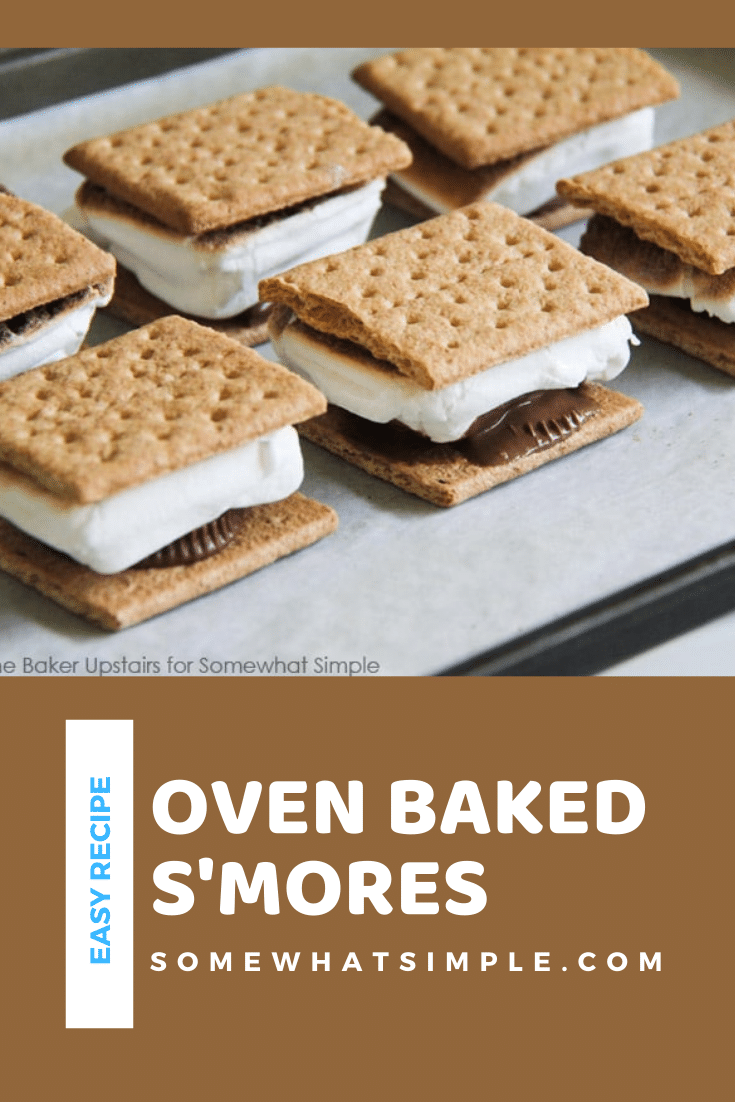 No fire pit? No problem! Indoor S'Mores make the perfect little snack, or they can be made by the dozens to serve at your next celebration! These indoor s'mores are easily made in your oven and are ready to enjoy in just minutes. There's nothing better than this classic chocolate and marshmallow dessert recipe. via @somewhatsimple