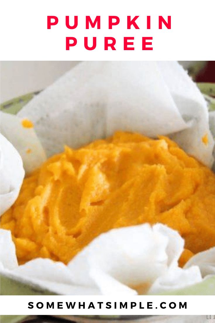 This easy recipe for homemade pumpkin puree is so easy, you'll never want to go back to the store bought version again! This delicious puree can be used in so many delicious fall recipes you'll want to always have some on hand. #pumpkinpuree #pumpkinpureerecipe #easyhomemadepumpkinpuree #howtomakepumpkinpuree #healthypumpkinpuree via @somewhatsimple