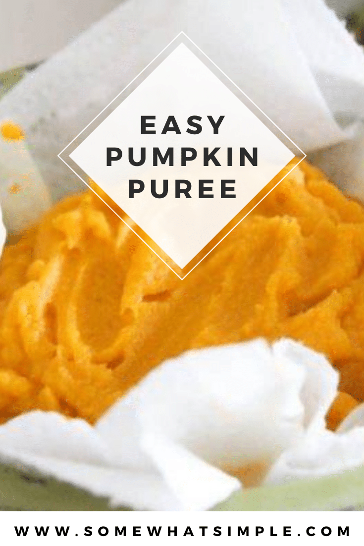 This easy recipe for homemade pumpkin puree is so easy, you'll never want to go back to the store bought version again! This delicious puree can be used in so many delicious fall recipes you'll want to always have some on hand. #pumpkinpuree #pumpkinpureerecipe #easyhomemadepumpkinpuree #howtomakepumpkinpuree #healthypumpkinpuree via @somewhatsimple