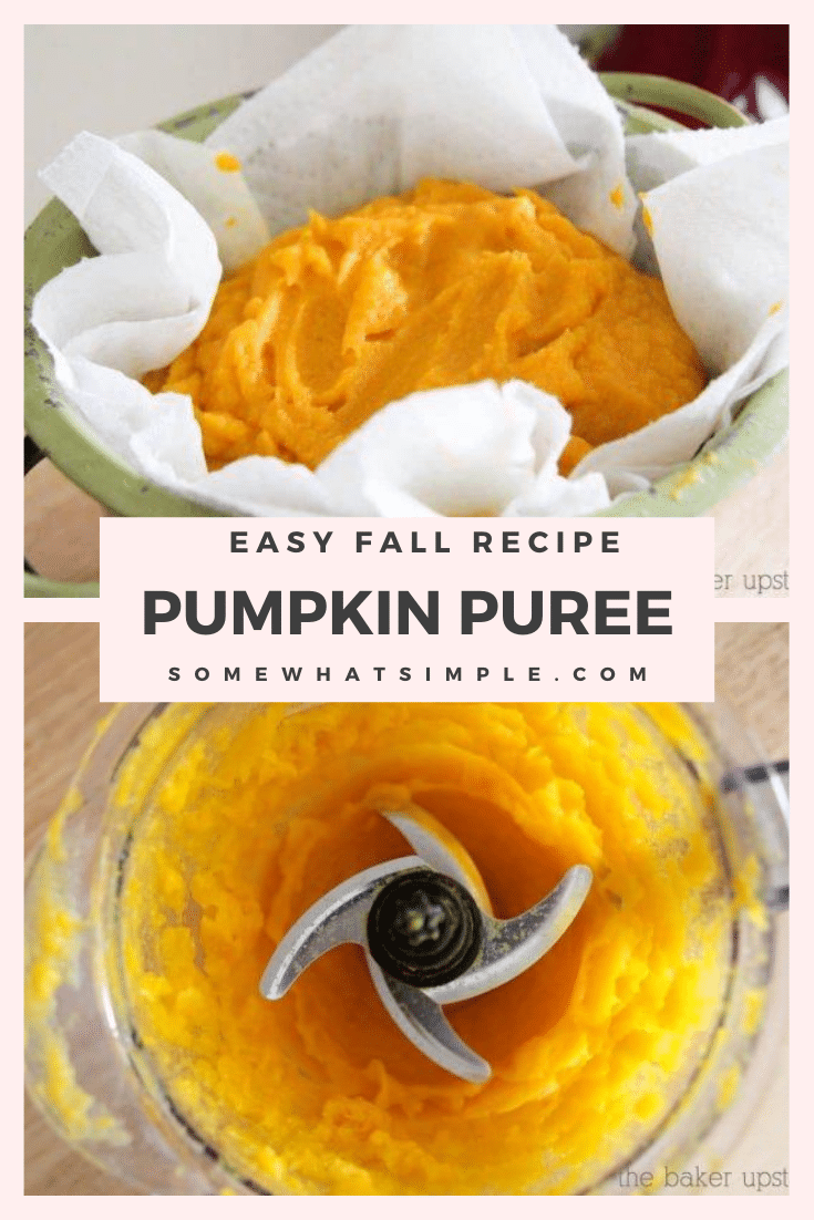 This easy recipe for homemade pumpkin puree is so easy, you'll never want to go back to the store bought version again! This delicious puree can be used in so many delicious fall recipes you'll want to always have some on hand. #pumpkinpuree #pumpkinpureerecipe #easyhomemadepumpkinpuree #howtomakepumpkinpuree #healthypumpkinpuree via @somewhatsimple