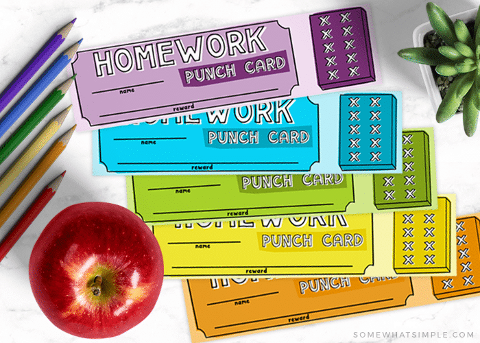 Homework Reward Punch Cards for Kids