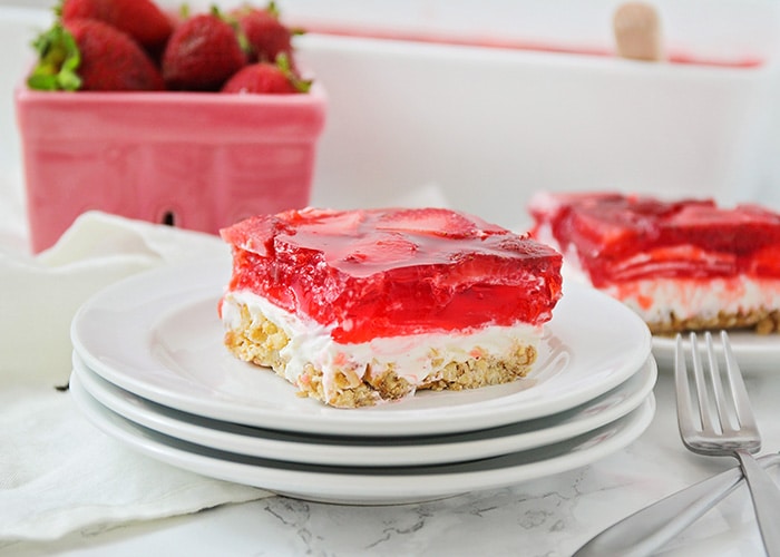 These sweet and elegant strawberry pretzel squares have layer upon layer of deliciousness. They're the perfect dessert to share with company!