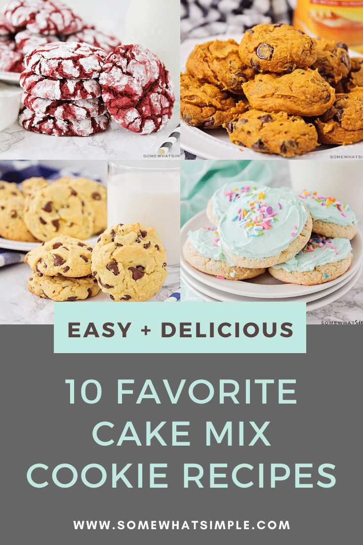 Cake mix cookies are soft, delicious and so easy to make! Made with only 3 ingredients, these cake cookies are easy to customize using your favorite cake flavor and special mix-in's. We'll show you 10 of our favorite recipes! #cakemixcookierecipes #chocolatecakemixcookies #lemoncakemixcookies #strawberycakemixcookies #whitecakemixcookierecipe #redvelvetcakemixcookies via @somewhatsimple