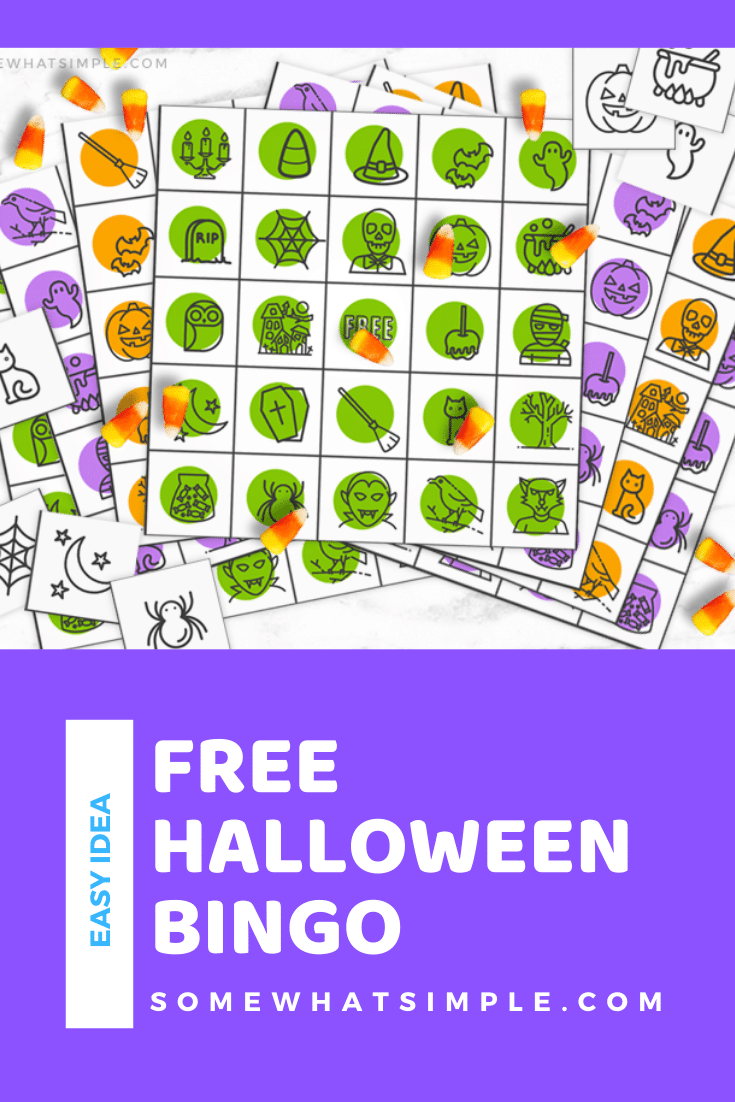 Halloween Bingo Printables are colorful, fun and perfect for all ages! 10 different cards to play with - just download, print, and have fun! via @somewhatsimple