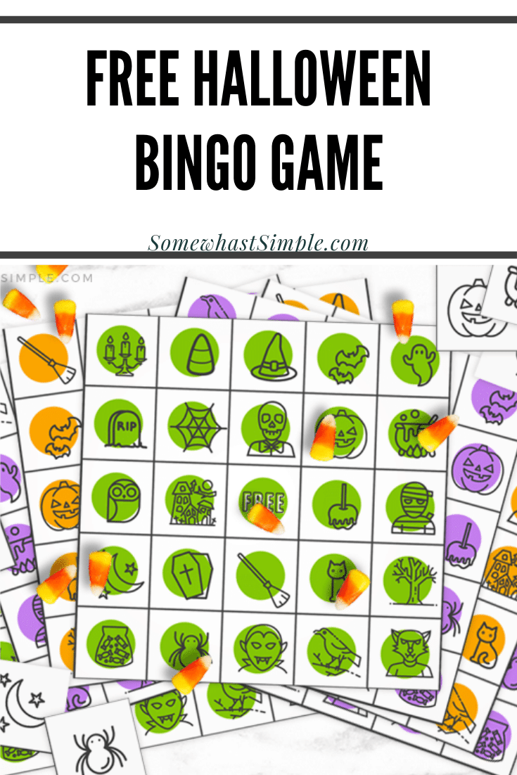 Halloween Bingo Printables are colorful, fun and perfect for all ages! 10 different cards to play with - just download, print, and have fun! via @somewhatsimple