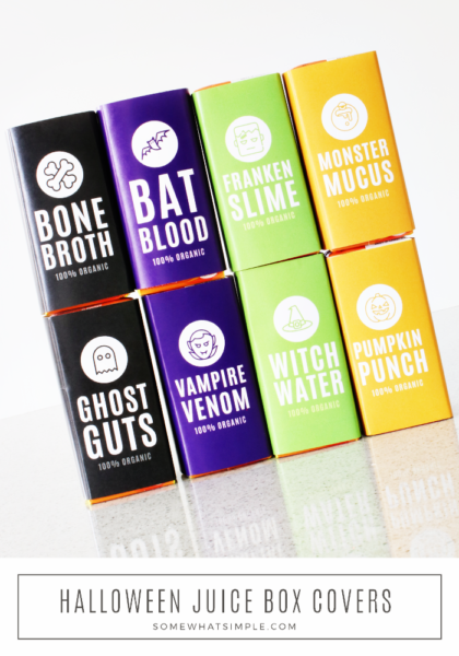 Halloween Juice Box Labels (Printable) | Somewhat Simple