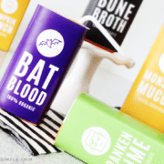 juice boxes covered in Halloween labels from our printable