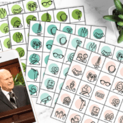 lds general conference bingo sheets from this free printable pack are layed out on a counter