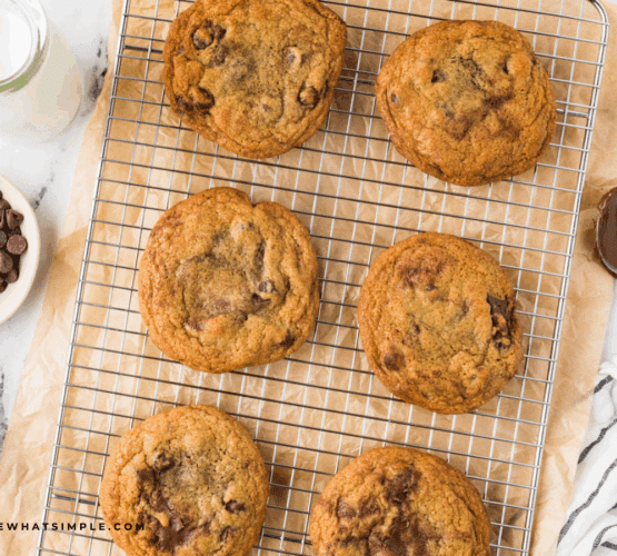 baked and cooling Nutella Chocolate Chip Cookies
