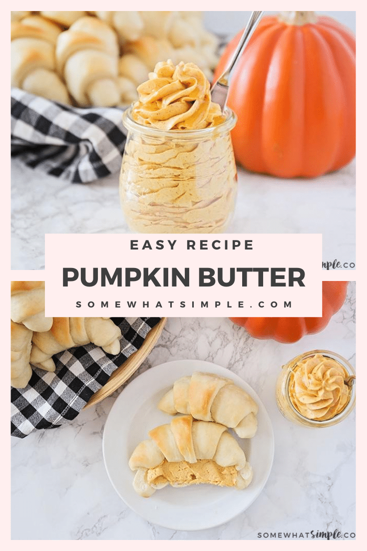 Whipped Pumpkin Honey Butter is the perfect way to spread a little bit of fall goodness on your baked goods! Made with just a few simple ingredients, this butter is so delicious you could eat it with a spoon! #pumpkinhoneybutter #pumpkinhoneybutterrecipe #howtomakewhippedpumpkinhoneybutter #easypumpkinhoneybutter #whippedpumpkinhoneybutterrecipe via @somewhatsimple