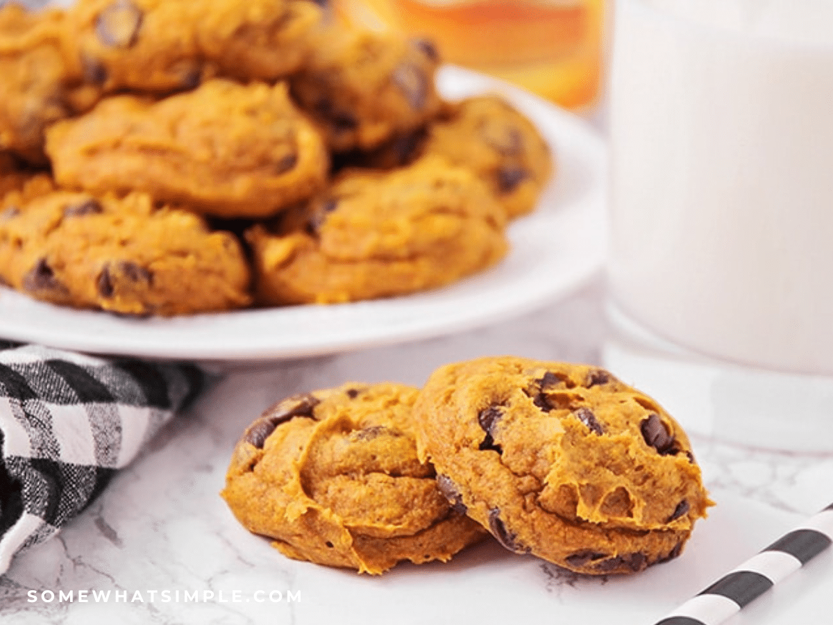 plated Pumpkin Cake Mix Cookies