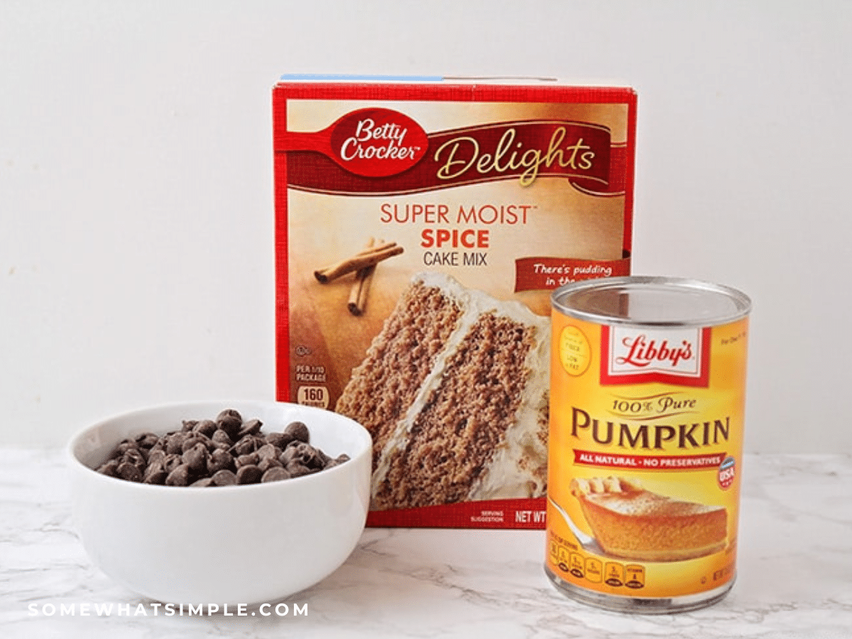 Ingredients to make Pumpkin Cake Mix Cookies