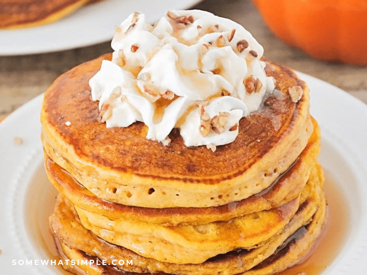 a stack of pumpkin pancakes