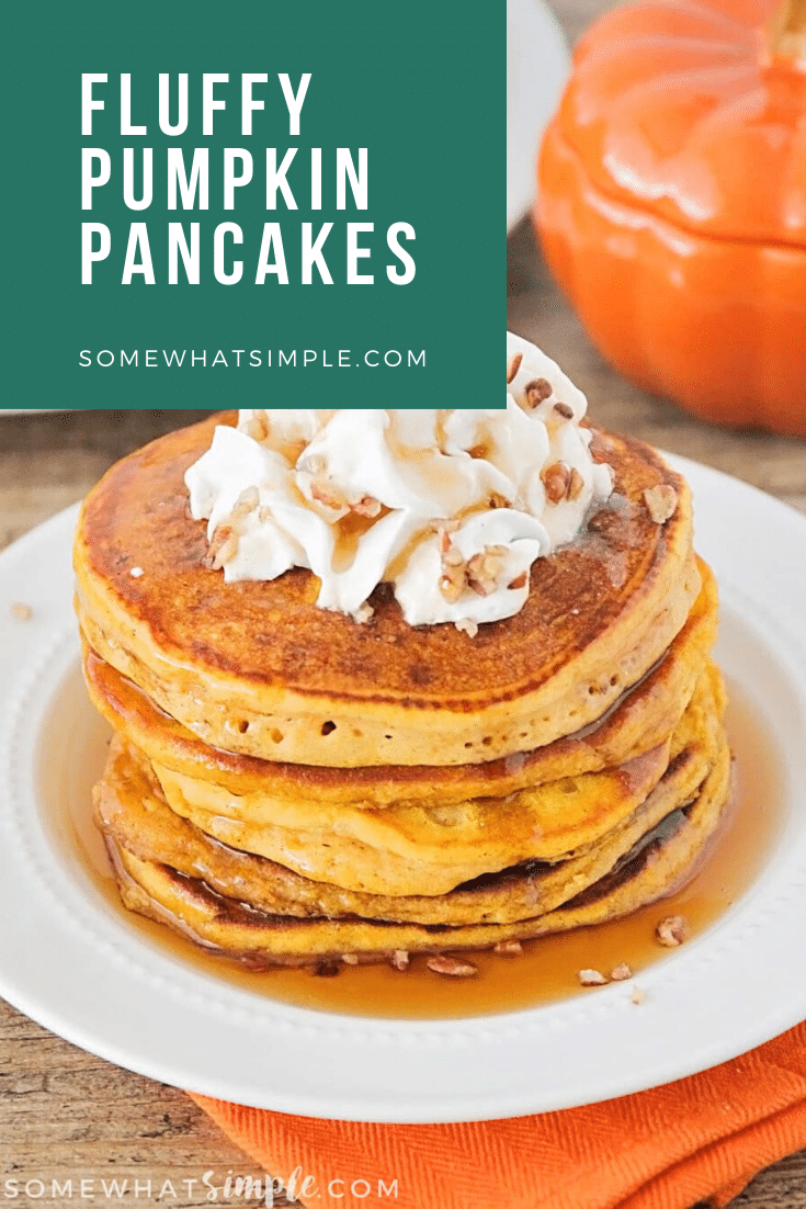 This is the best pumpkin pancakes recipe you'll ever make. They're easy to make and always turn out thick and fluffy every time. It's the perfect breakfast you can enjoy during the beautiful fall season. #pumpkinpancakes #pumpkinpancakerecipe #howtomakepumpkinpancakes #easypumpkinpancakes #pumpkinpancakesfromscratch #fallbreakfastrecipes via @somewhatsimple