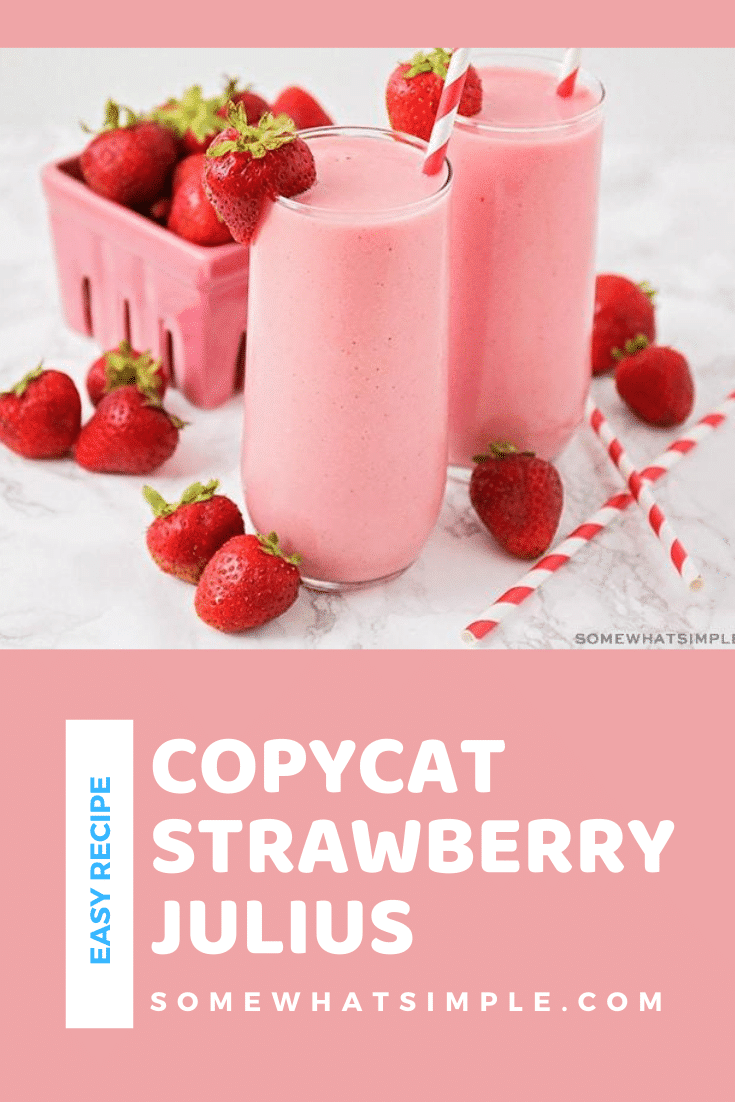 Made with simple ingredients and bursting with fresh strawberry flavor, this delightful Strawberry Julius recipe is sure to become a new summer favorite. via @somewhatsimple