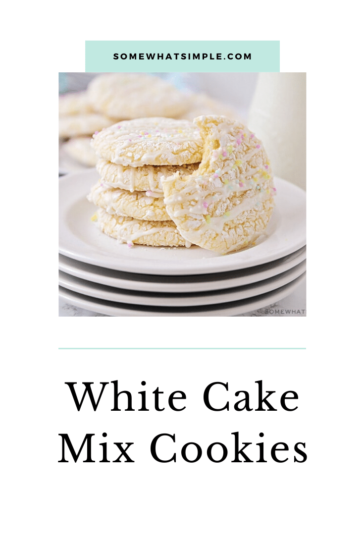 White cake mix cookies are as pretty as they are delicious! Made with just 4 ingredients, they come together easily and are perfect for any special occasion! #cakemixcookies #whitecakemixcookierecipe #3ingredientwhitecakemixcookies #whitecakemixcookies #bettycrockerwhitecakemixcookierecipe via @somewhatsimple